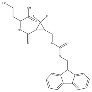 (2R)-2-{[(1RS,3SR)-3-[({[(9H-fluoren-9-yl)methoxy]carbonyl}amino)methyl]-2,2-difluorocyclopropyl]formamido}-4-hydroxybutanoic acid结构式