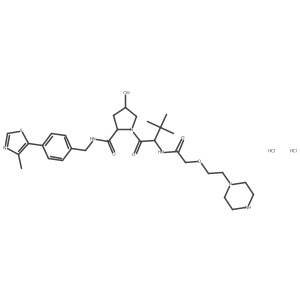 (2S,4R)-1-[(2S)-3,3-dimethyl-2-[[2-(2-piperazin-1-ylethoxy)acetyl]amino]butanoyl]-4-hydroxy-N-[[4-(4-methyl-1,3-thiazol-5-yl)phenyl]methyl]pyrrolidine-2-carboxamide;dihydrochloride结构式