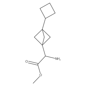 Methyl 2-amino-2-(3-cyclobutyl-1-bicyclo[1.1.1]pentanyl)acetate结构式