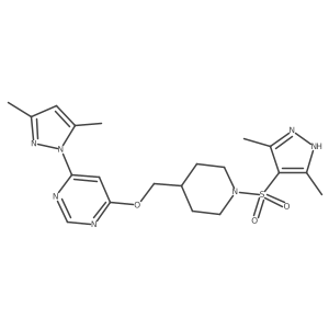 4-(3,5-dimethyl-1H-pyrazol-1-yl)-6-({1-[(3,5-dimethyl-1H-pyrazol-4-yl)sulfonyl]piperidin-4-yl}methoxy)pyrimidine结构式