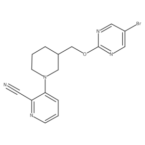 3-(3-{[(5-Bromopyrimidin-2-yl)oxy]methyl}piperidin-1-yl)pyridine-2-carbonitrile结构式