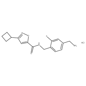 N-[[4-(Aminomethyl)-2-fluorophenyl]methyl]-3-cyclobutyl-1,2-oxazole-5-carboxamide;hydrochloride Structure