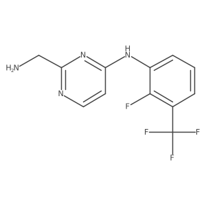 2-(aminomethyl)-N-[2-fluoro-3-(trifluoromethyl)phenyl]pyrimidin-4-amine Structure