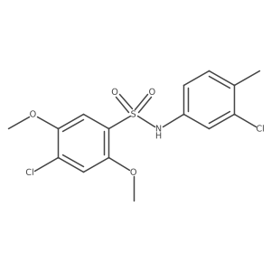 4-chloro-N-(3-chloro-4-methylphenyl)-2,5-dimethoxybenzene-1-sulfonamide结构式