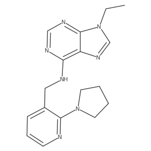 9-ethyl-N-{[2-(pyrrolidin-1-yl)pyridin-3-yl]methyl}-9H-purin-6-amine结构式