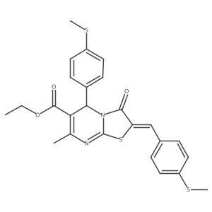 Ethyl 7-methyl-2-(4-(methylthio)benzylidene)-5-(4-(methylthio)phenyl)-3-oxo-3,5-dihydro-2H-thiazolo[3,2-a]pyrimidine-6-carboxylate结构式