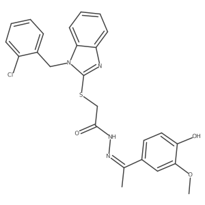 2-{[1-(2-Chlorobenzyl)-1H-benzimidazol-2-YL]sulfanyl}-N'-[(E)-1-(4-hydroxy-3-methoxyphenyl)ethylidene]acetohydrazide结构式