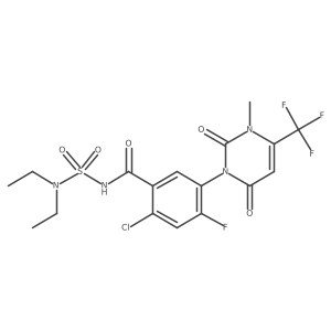 2-chloro-N-(diethylsulfamoyl)-4-fluoro-5-[3-methyl-2,6-dioxo-4-(trifluoromethyl)-1,2,3,6-tetrahydropyrimidin-1-yl]benzamide Structure