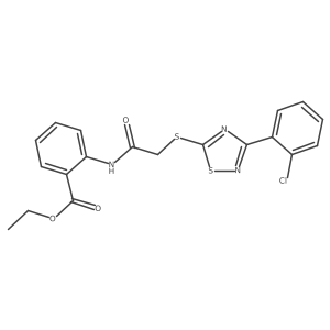 Ethyl 2-(2-((3-(2-chlorophenyl)-1,2,4-thiadiazol-5-yl)thio)acetamido)benzoate结构式