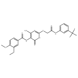 N-(4-amino-6-oxo-2-((2-oxo-2-((3-(trifluoromethyl)phenyl)amino)ethyl)thio)-1,6-dihydropyrimidin-5-yl)-3,4-dimethoxybenzamide Structure