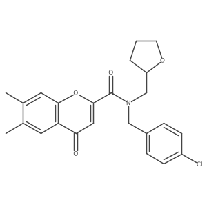 N-(4-chlorobenzyl)-6,7-dimethyl-4-oxo-N-(tetrahydrofuran-2-ylmethyl)-4H-chromene-2-carboxamide Structure