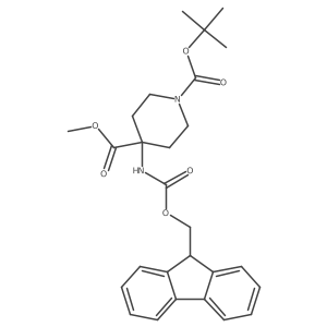 1-(1,1-Dimethylethyl) 4-methyl 4-({[(9H-fluoren-9-ylmethyl)oxy]carbonyl}amino)-1,4-piperidinedicarboxylate结构式