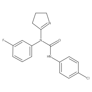 3-(4-chlorophenyl)-1-(3,4-dihydro-2H-pyrrol-5-yl)-1-(3-fluorophenyl)urea Structure