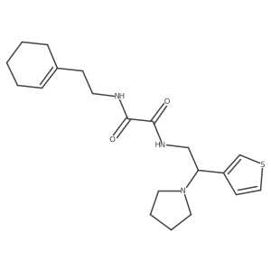 N1-(2-(cyclohex-1-en-1-yl)ethyl)-N2-(2-(pyrrolidin-1-yl)-2-(thiophen-3-yl)ethyl)oxalamide结构式