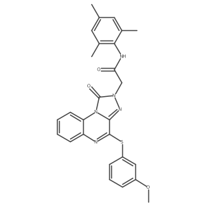 2-{4-[(3-methoxyphenyl)sulfanyl]-1-oxo-1H,2H-[1,2,4]triazolo[4,3-a]quinoxalin-2-yl}-N-(2,4,6-trimethylphenyl)acetamide结构式