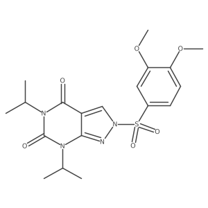 2-(3,4-Dimethoxybenzenesulfonyl)-5,7-bis(propan-2-YL)-2H,4H,5H,6H,7H-pyrazolo[3,4-D]pyrimidine-4,6-dione Structure