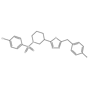 2-(1-((4-Chlorophenyl)sulfonyl)piperidin-3-yl)-5-(4-fluorobenzyl)-1,3,4-oxadiazole结构式