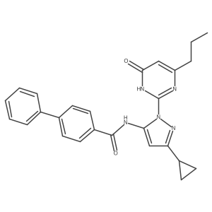 N-(3-cyclopropyl-1-(6-oxo-4-propyl-1,6-dihydropyrimidin-2-yl)-1H-pyrazol-5-yl)-[1,1'-biphenyl]-4-carboxamide结构式
