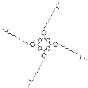 Tetraethyl 11,11',11'',11'''-((porphyrin-5,10,15,20-tetrayltetrakis(benzene-4,1-diyl))tetrakis(oxy))tetraundecanoate Structure