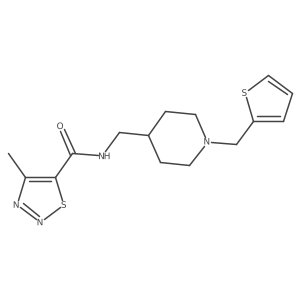4-methyl-N-((1-(thiophen-2-ylmethyl)piperidin-4-yl)methyl)-1,2,3-thiadiazole-5-carboxamide结构式