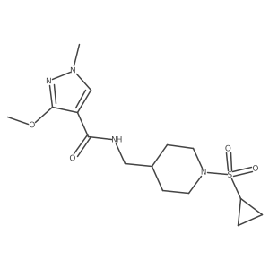 N-((1-(cyclopropylsulfonyl)piperidin-4-yl)methyl)-3-methoxy-1-methyl-1H-pyrazole-4-carboxamide结构式