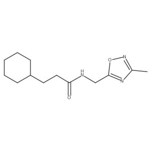3-cyclohexyl-N-((3-methyl-1,2,4-oxadiazol-5-yl)methyl)propanamide结构式