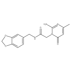 2-(2-amino-4-methyl-6-oxo-1,6-dihydropyrimidin-1-yl)-N-[(2H-1,3-benzodioxol-5-yl)methyl]acetamide结构式