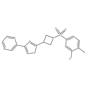 5-(1-((3-Chloro-4-fluorophenyl)sulfonyl)azetidin-3-yl)-3-(pyrazin-2-yl)-1,2,4-oxadiazole结构式