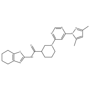 1-(6-(3,5-dimethyl-1H-pyrazol-1-yl)pyrimidin-4-yl)-N-(4,5,6,7-tetrahydrobenzo[d]thiazol-2-yl)piperidine-3-carboxamide Structure