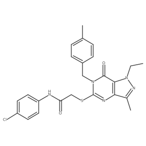 N-(4-chlorophenyl)-2-((1-ethyl-3-methyl-6-(4-methylbenzyl)-7-oxo-6,7-dihydro-1H-pyrazolo[4,3-d]pyrimidin-5-yl)thio)acetamide结构式