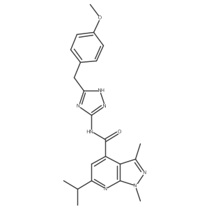 N-[3-(4-methoxybenzyl)-1H-1,2,4-triazol-5-yl]-1,3-dimethyl-6-(propan-2-yl)-1H-pyrazolo[3,4-b]pyridine-4-carboxamide Structure