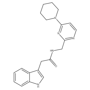 2-(1H-indol-3-yl)-N-((4-(piperidin-1-yl)pyrimidin-2-yl)methyl)acetamide Structure