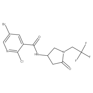 5-bromo-2-chloro-N-[5-oxo-1-(2,2,2-trifluoroethyl)pyrrolidin-3-yl]pyridine-3-carboxamide Structure