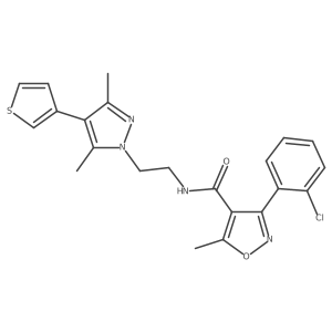3-(2-chlorophenyl)-N-(2-(3,5-dimethyl-4-(thiophen-3-yl)-1H-pyrazol-1-yl)ethyl)-5-methylisoxazole-4-carboxamide Structure