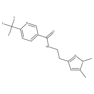 N-(2-(1,5-dimethyl-1H-pyrazol-3-yl)ethyl)-6-(trifluoromethyl)nicotinamide结构式