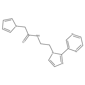 N-{2-[2-(pyrazin-2-yl)-1H-imidazol-1-yl]ethyl}-2-(1H-pyrrol-1-yl)acetamide结构式