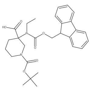 1-[(tert-butoxy)carbonyl]-3-[ethyl({[(9H-fluoren-9-yl)methoxy]carbonyl})amino]piperidine-3-carboxylic acid Structure