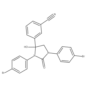 3-[1,3-Bis(4-bromophenyl)-4-hydroxy-2-oxo-4-imidazolidinyl]benzonitrile结构式