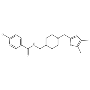 6-Chloro-N-[[1-[(4,5-dimethyl-1,3-oxazol-2-yl)methyl]piperidin-4-yl]methyl]pyridine-3-carboxamide结构式