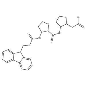 rac-2-{2-[(2R,3S)-3-({[(9H-fluoren-9-yl)methoxy]carbonyl}amino)oxolane-2-amido]cyclopentyl}acetic acid结构式