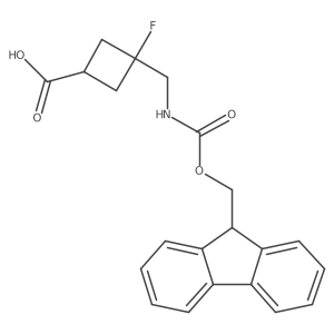 3-[(9H-Fluoren-9-ylmethoxycarbonylamino)methyl]-3-fluorocyclobutane-1-carboxylic acid结构式