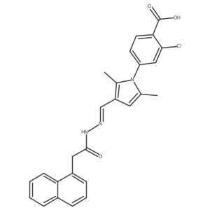 1-Naphthaleneacetic acid, 2-[[1-(4-carboxy-3-chlorophenyl)-2,5-dimethyl-1H-pyrrol-3-yl]methylene]hydrazide Structure