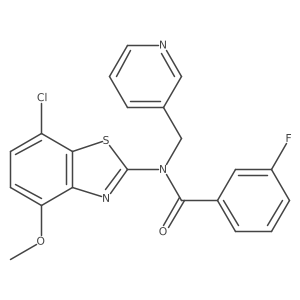 N-(7-chloro-4-methoxybenzo[d]thiazol-2-yl)-3-fluoro-N-(pyridin-3-ylmethyl)benzamide结构式