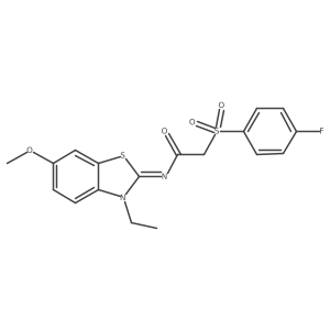 N-[(2E)-3-ethyl-6-methoxy-2,3-dihydro-1,3-benzothiazol-2-ylidene]-2-(4-fluorobenzenesulfonyl)acetamide Structure