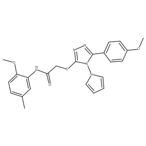 N-(2-methoxy-5-methylphenyl)-2-{[5-(4-methoxyphenyl)-4-(1H-pyrrol-1-yl)-4H-1,2,4-triazol-3-yl]sulfanyl}acetamide结构式