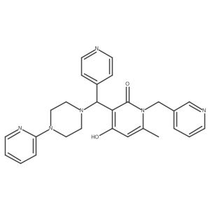 4-hydroxy-6-methyl-3-((4-(pyridin-2-yl)piperazin-1-yl)(pyridin-4-yl)methyl)-1-(pyridin-3-ylmethyl)pyridin-2(1H)-one Structure