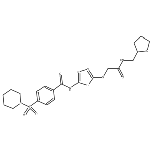 N-(5-((2-oxo-2-(((tetrahydrofuran-2-yl)methyl)amino)ethyl)thio)-1,3,4-thiadiazol-2-yl)-4-(piperidin-1-ylsulfonyl)benzamide Structure