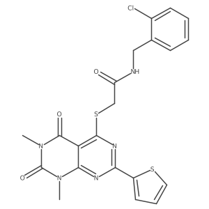 N-(2-chlorobenzyl)-2-((6,8-dimethyl-5,7-dioxo-2-(thiophen-2-yl)-5,6,7,8-tetrahydropyrimido[4,5-d]pyrimidin-4-yl)thio)acetamide Structure