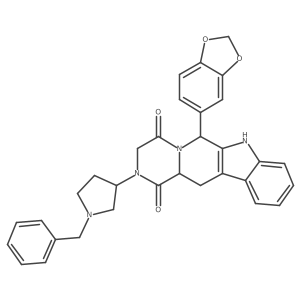 (6S,12aR)-6-(1,3-Benzodioxol-5-yl)-2,3,6,7,12,12a-hexahydro-2-[(3R)-1-(phenylmethyl)-3-pyrrolidinyl]pyrazino[1a(2),2a(2):1,6]pyrido[3,4-b]indole-1,4-dione Structure