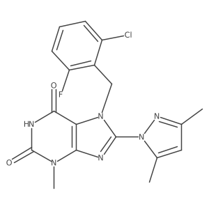 7-(2-chloro-6-fluorobenzyl)-8-(3,5-dimethyl-1H-pyrazol-1-yl)-3-methyl-1H-purine-2,6(3H,7H)-dione Structure